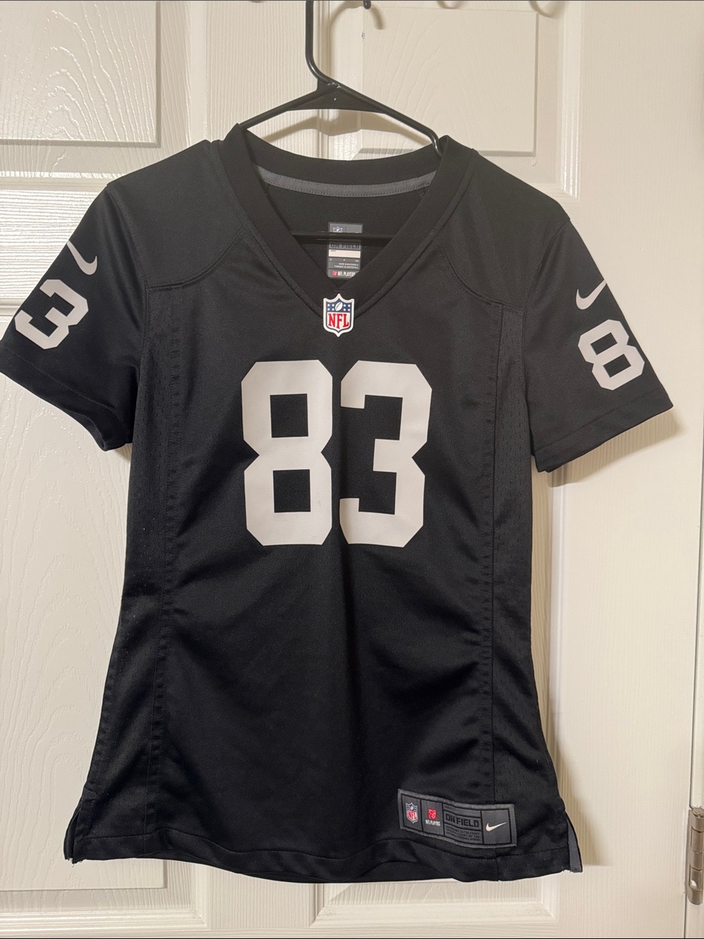 Nike Women’s Black Football Jersey with gray/silver 83 WALLER